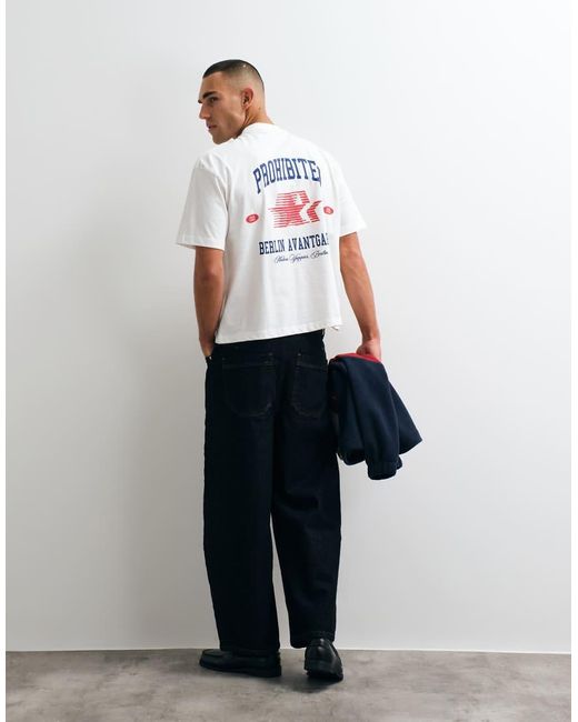 Prohibited White Back Print Avantgarde Graphic T-shirt for men