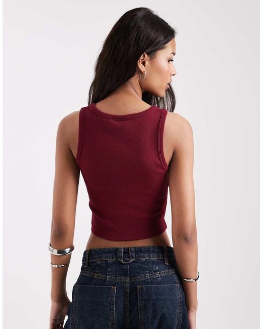 JJXX Red Fallon Ribbed Cropped Vest