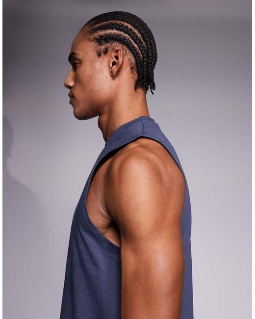 4505 Blue Icon Drop Armhole Cotton Training Vest With Quick Dry Finish for men