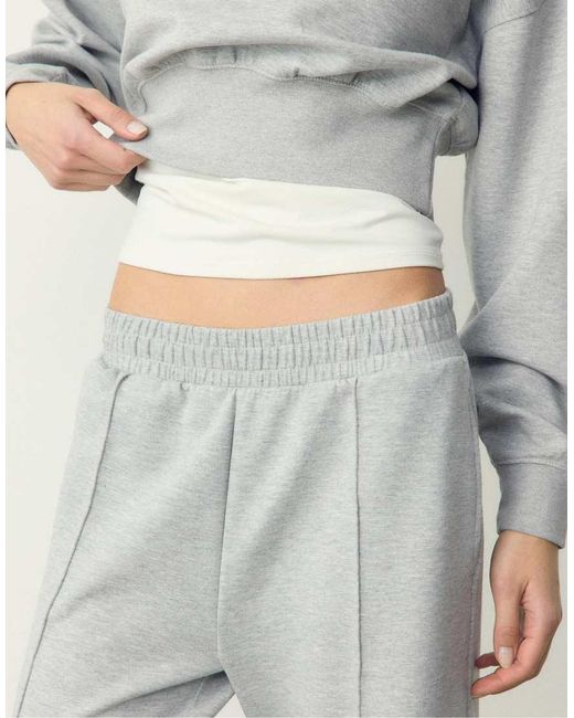 Stradivarius Gray Joggers With Interlock Detail