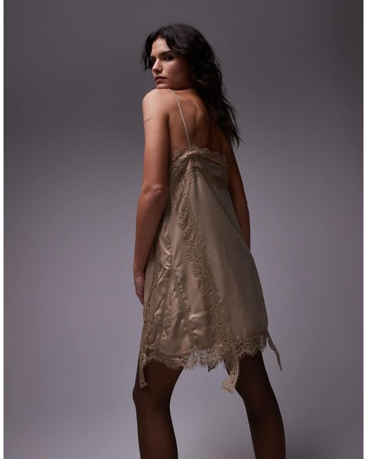 TOPSHOP Brown – satin-minikleid