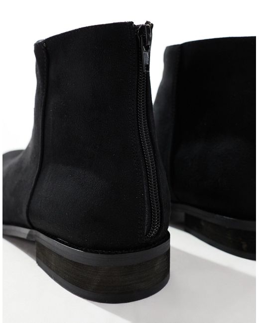 London Rebel Wide fit – elegante, formelle ankle-boots aus wildlederimitat in Black für Herren