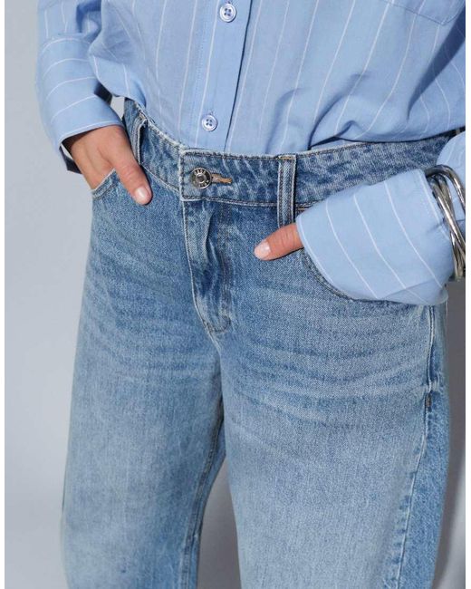 ASOS Blue Bow Barrel Leg Jeans