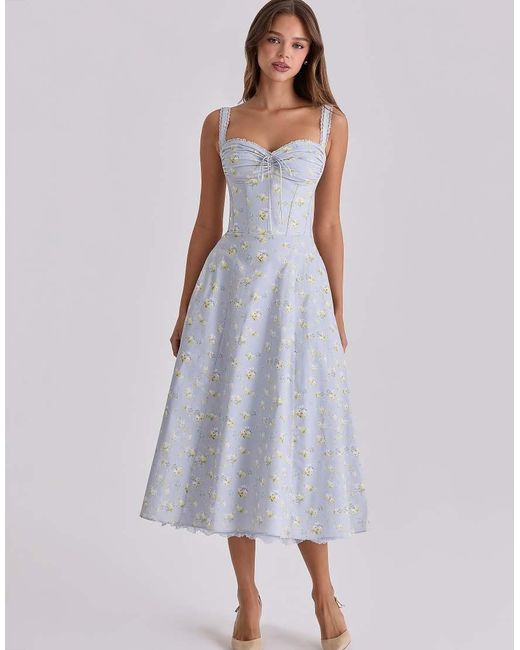 House Of Cb Purple Rosalee Wildflower Floral Print Midi Dress
