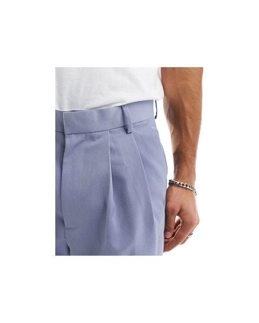 ASOS Blue Oversized Balloon Smart Pants With Button Cuff for men
