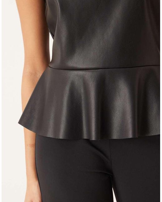 Gina Tricot Black Pu Peplum Top