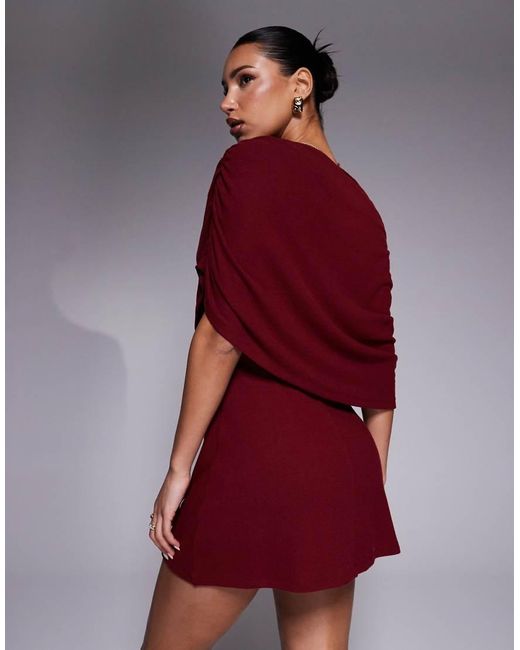 ASOS Red Cape Overlay Mini Dress