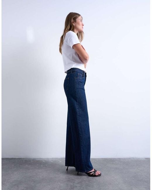 TOPSHOP Blue Ember Low Rise Straight Leg Jean