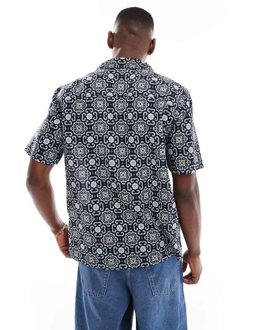 Only & Sons Blue Revere Collar Shirt With Tile Paisley Print for men