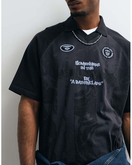 Aape By A Bathing Ape Blue Aape By A Bathing Ape Logo Sports Jersey for men