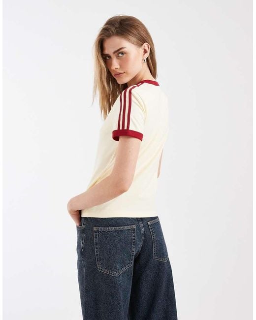Adidas Originals Natural Slim Fit Three Stripe T-Shirt