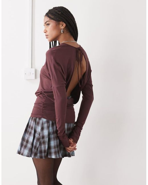 Weekday Red Open Back Long Sleeve Top