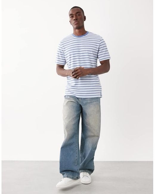 Threadbare Blue Short Sleeve Stripe T-shirt for men