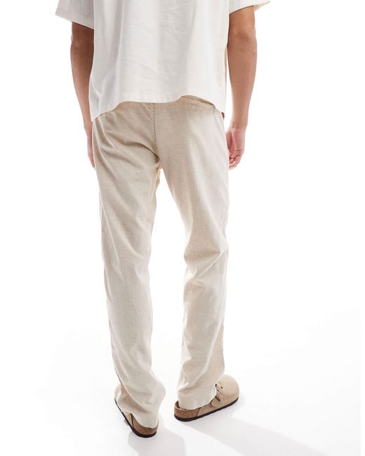 Jack & Jones – locker geschnittene leinen-hose in White für Herren