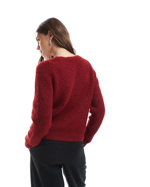 Vero Moda Red – weiche, flauschige strickjacke