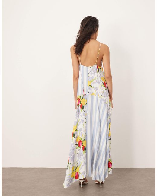 ARRANGE Natural Cami Hanky Hem Midi Dress With Contrast Panel Print
