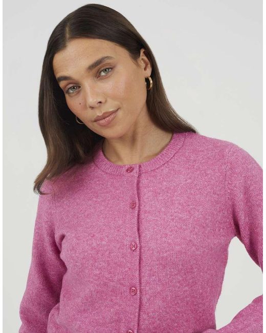 Brave Soul Pink Soft Touch Crew Neck Cardigan