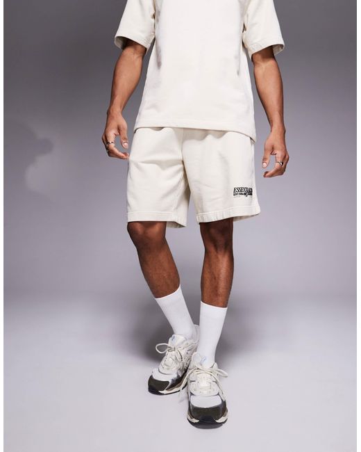 River Island White Loopback Jersey Shorts Co-ord for men