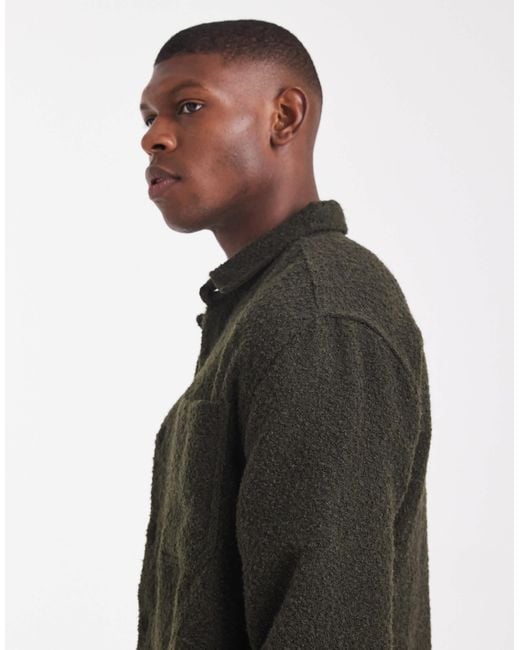 ASOS Gray Boucle Overshirt for men