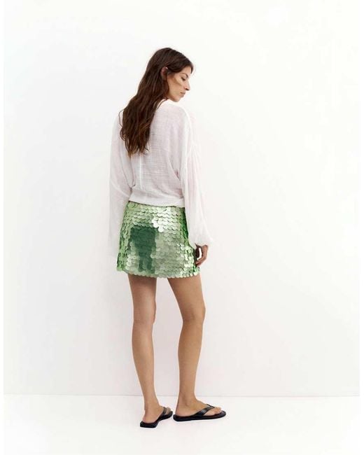 Pull&Bear White Sequin Mini Skirt