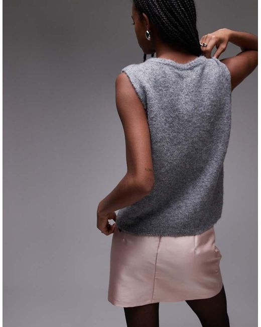 Minifalda Muy Corta De Satén Grueso De (Parte De Un Conjunto) TOPSHOP de color Gray