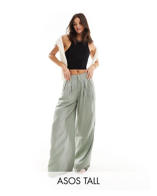 ASOS Multicolor Asos Design Tall Wide Leg Trouser With Pleat Detail