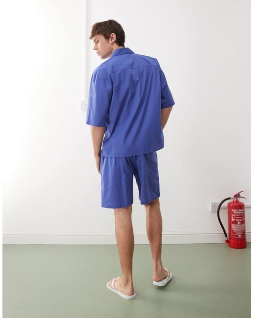 Collusion Blue Textured Woven Short for men