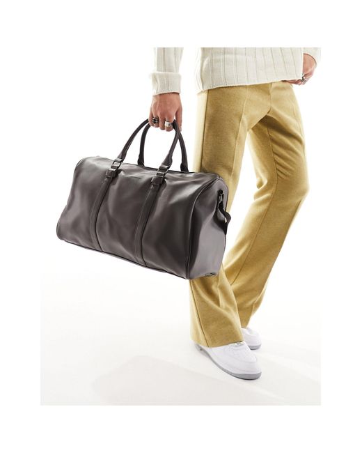 French Connection Brown Faux Leather Holdall Bag for men