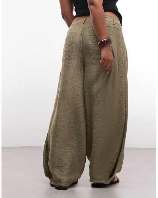 ASOS Green Asos Design Curve Textured Drawstring Waist Balloon Trouser