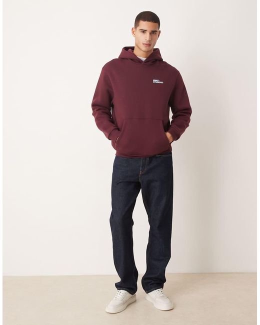 ASOS Red Relaxed Hoodie With Logo Print for men