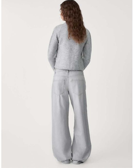 Stradivarius Gray Low Waist baggy Jeans