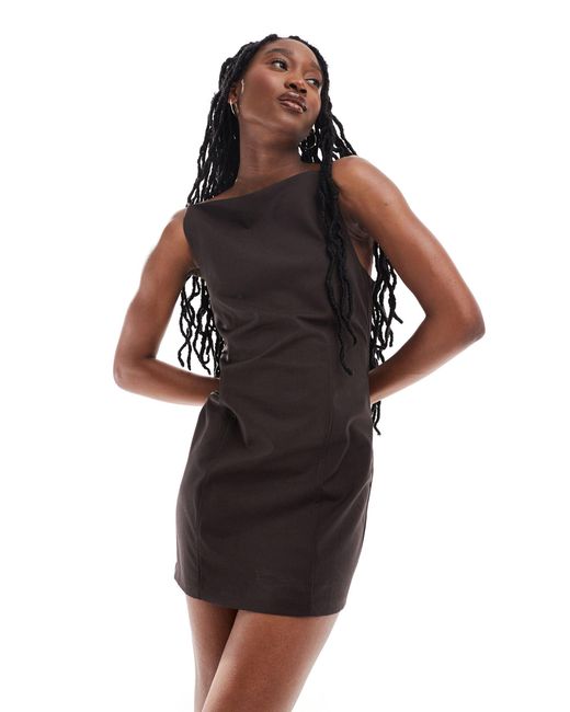 Weekday Black Jemma Mini Dress With Open Back Detail