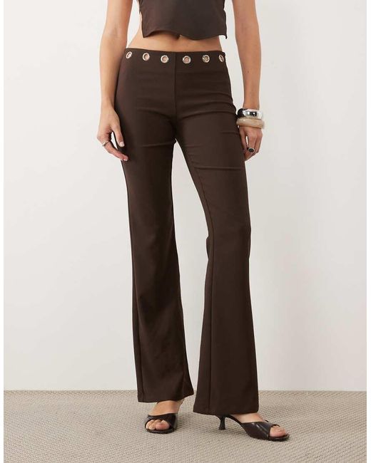 Tiger Mist Natural Marren Eyelet Detail Flare Pants