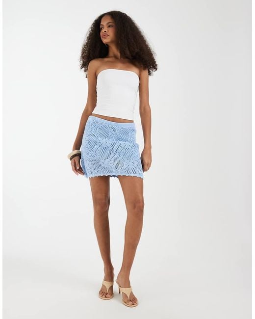 Gap Blue Pointelle Light Knit Mini Skirt