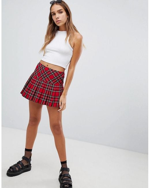 Tripp Nyc Red Plaid Mini Skirt