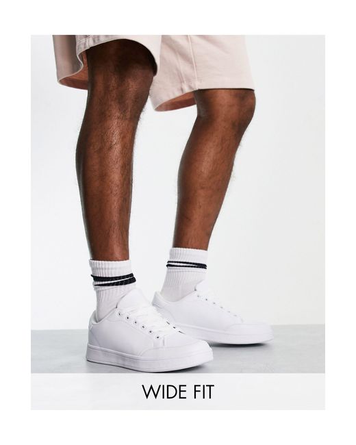 Truffle Collection Wide fit – sneaker zum schnüren in White für Herren