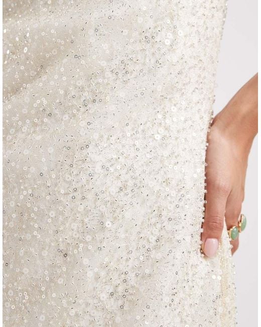 Forever New Natural Forever New Bridal Petite Sequin Halter Maxi Dress