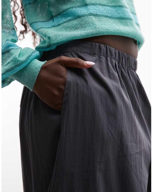 ASOS Gray Cotton Nylon Blend Pull On Balloon Trousers