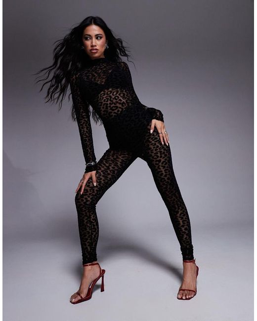 ASOS Black Co-Ord Animal Flocked Leggings