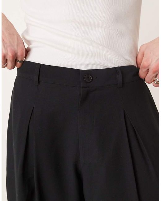 Pantaloni Eleganti A Fondo Ampio Neri Con Piega Sul Davanti di ASOS in Black da Uomo