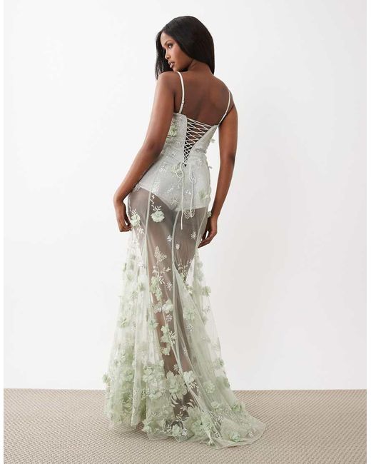 Oh Polly White Premium Embellished Tulle Skirt Bandeau Corset Maxi Dress