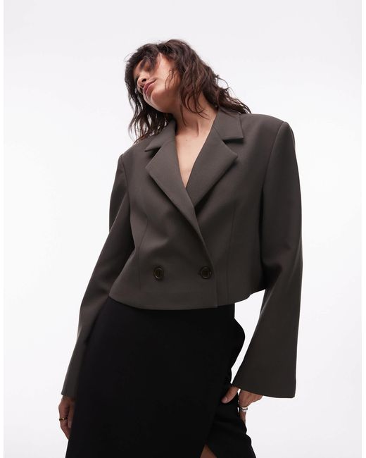 ASOS White Cropped Double Breasted Blazer