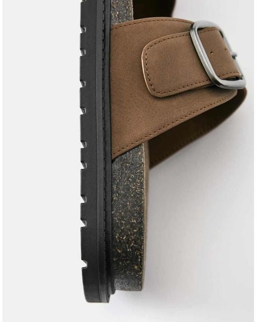 Pull&Bear Brown Buckle Sandals for men