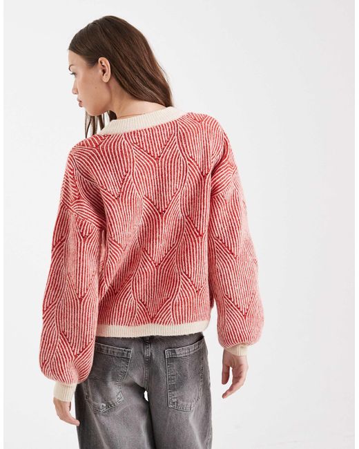 Pieces Red Textu Detail Knit Jumper