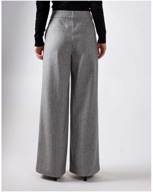 NARRATED Gray Tailored Wide Leg Pants