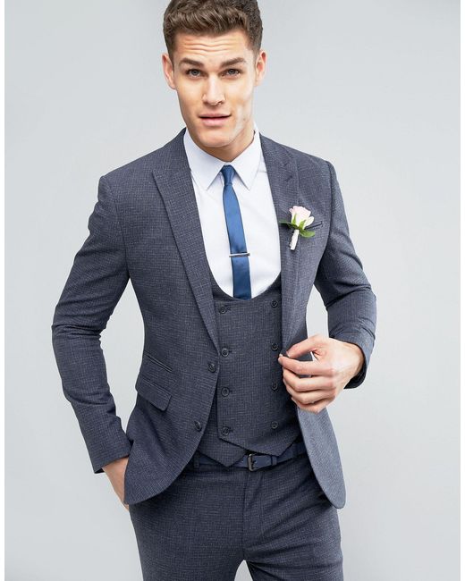 ASOS Blue Asos Wedding Super Skinny Suit Jacket for men