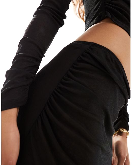Falda larga negra fruncida ASOS de color Black