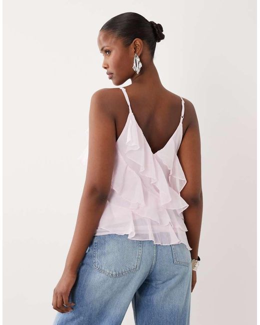Vila White Ruffle Cami Top