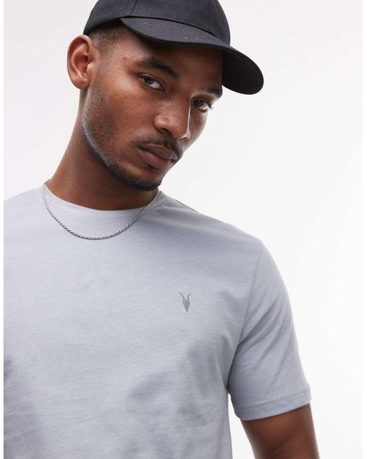 AllSaints Gray Brace Brushed Cotton T-Shirt for men