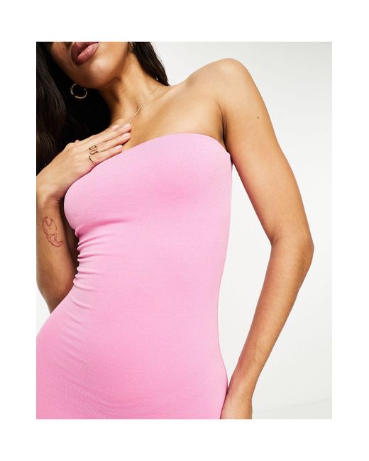 Naked Wardrobe Bandeau Sculpted Maxi Bodycon Dress in Pink